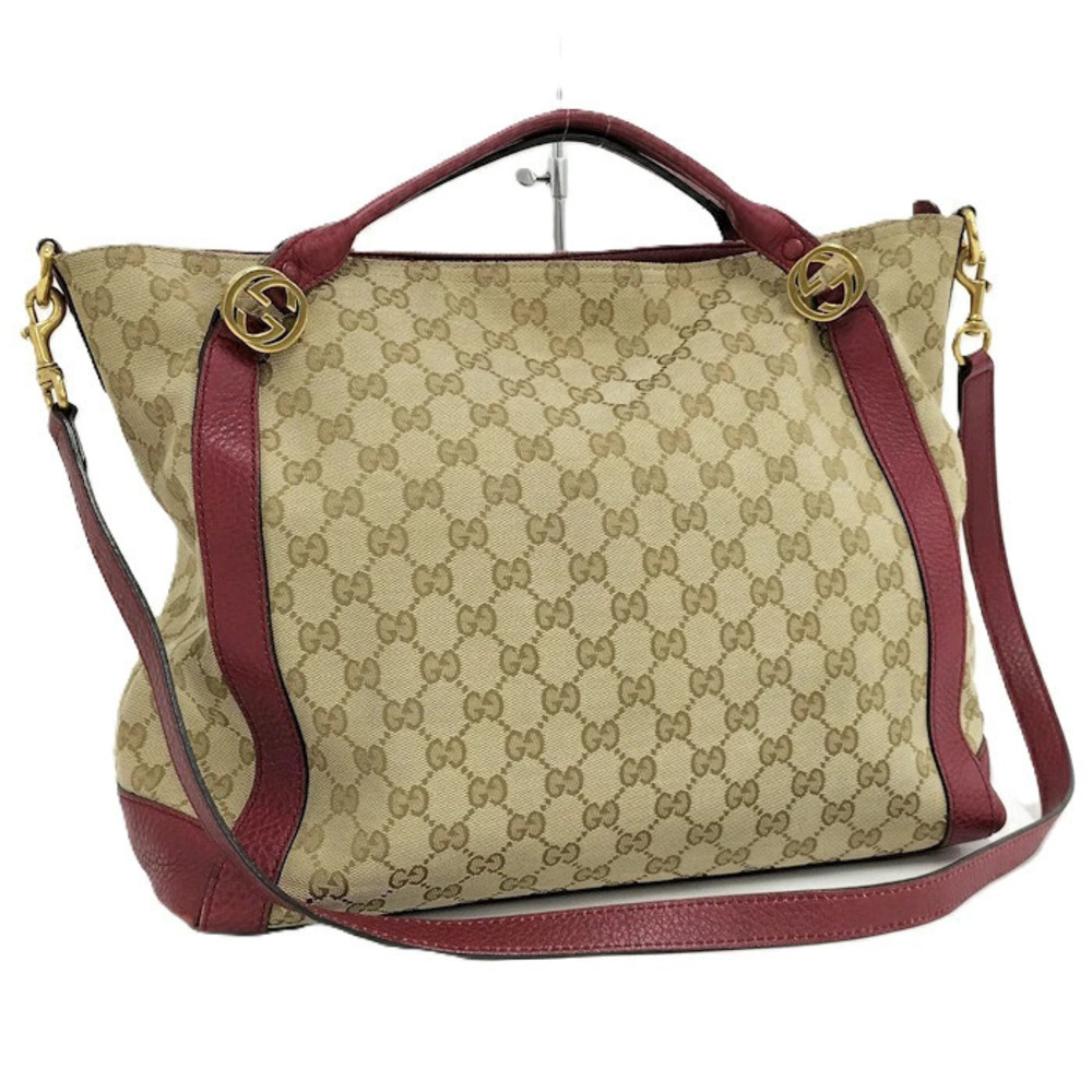 Gucci Miss GG top handle bag beige monogram canvas red leather